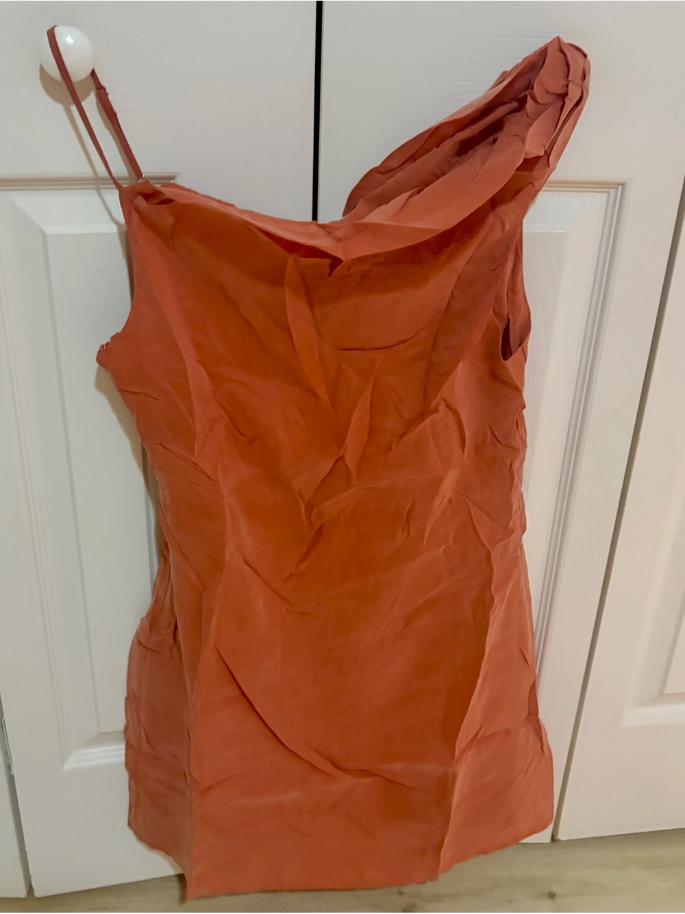 One-Shoulder Rust Orange Women's Dress